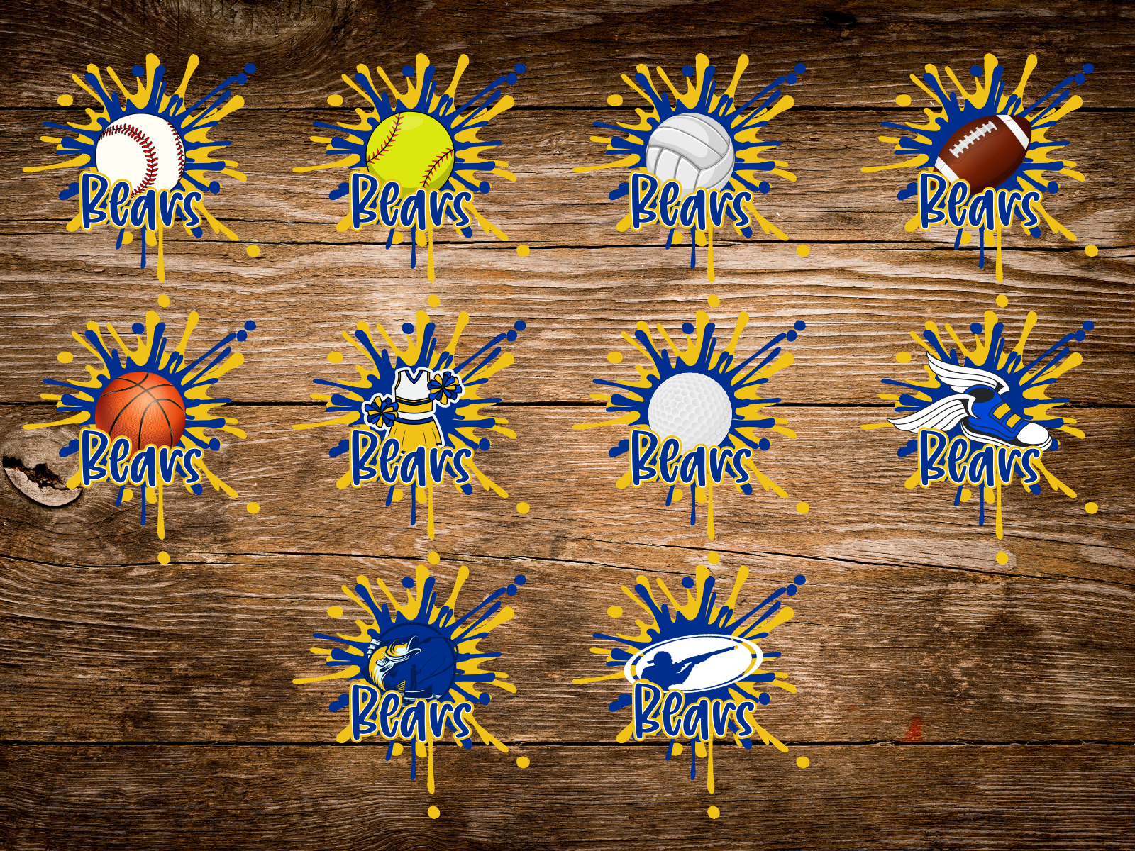 Bears Splash Sports Bundle (DTF PNG Graphic)