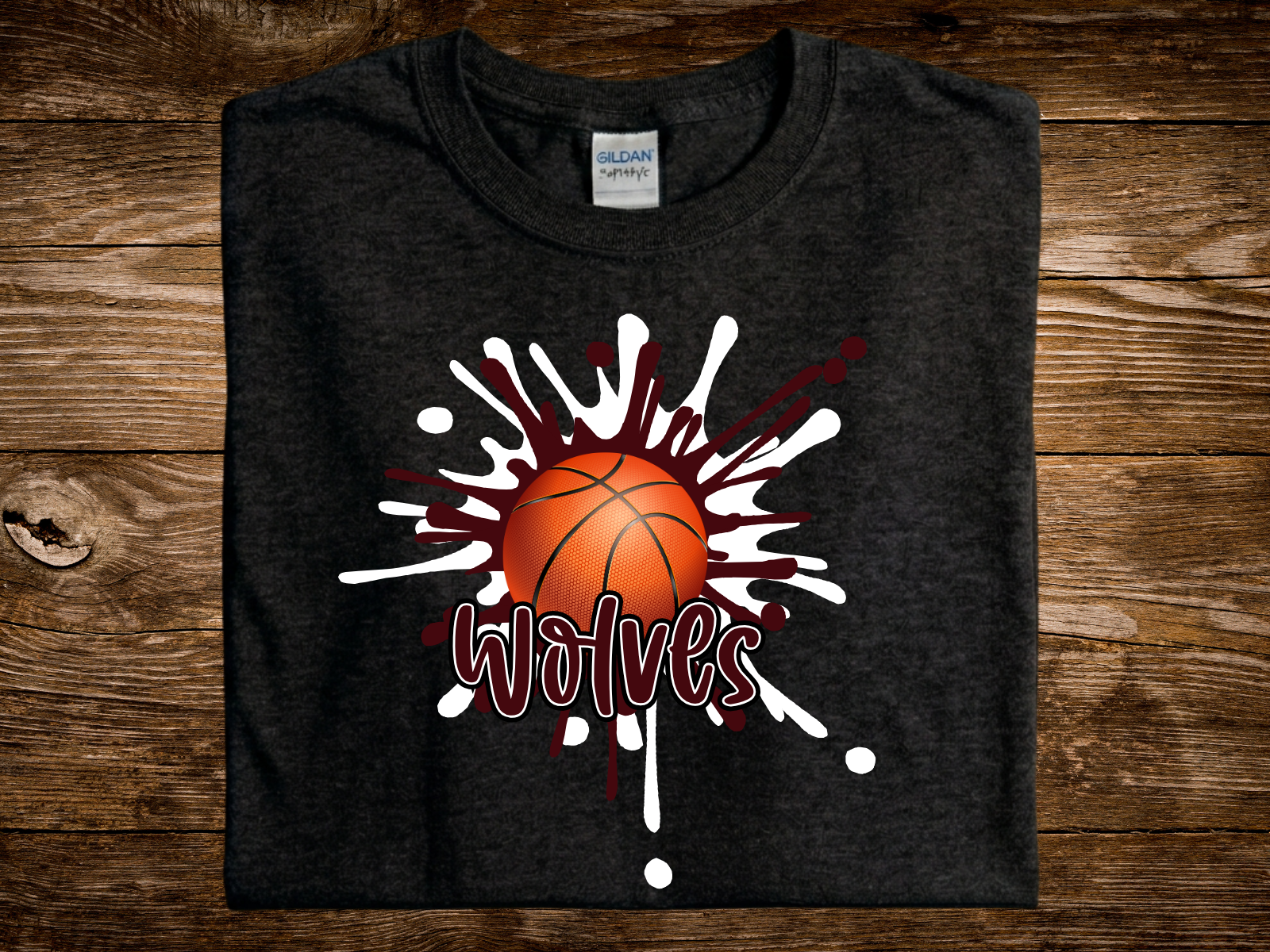 Wolves Splash Basketball (DTF PNG Graphic)